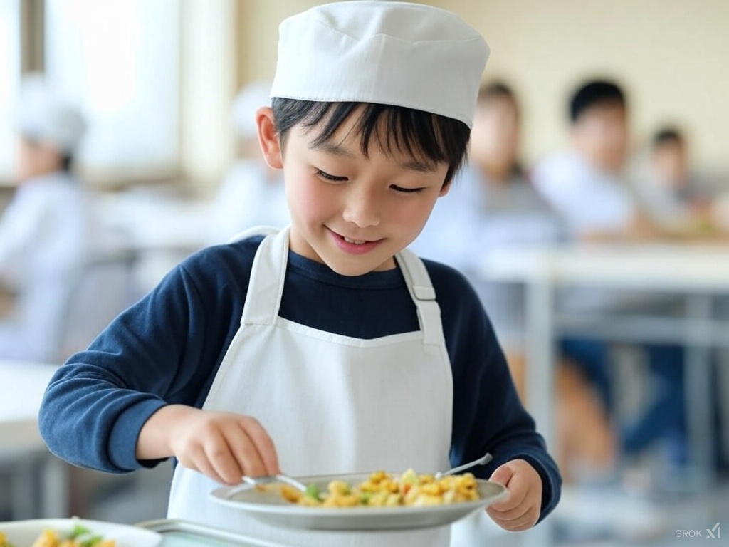 給食当番の画像