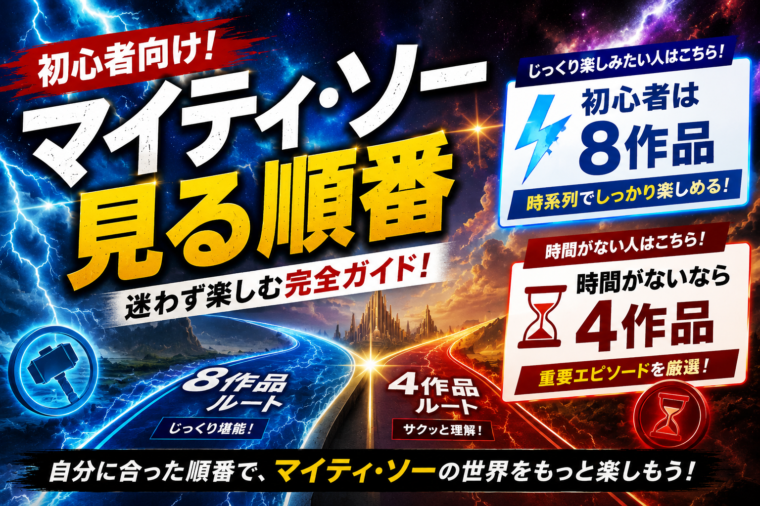 マイティ・ソー8作品の見る順番をイメージした星空と光の道